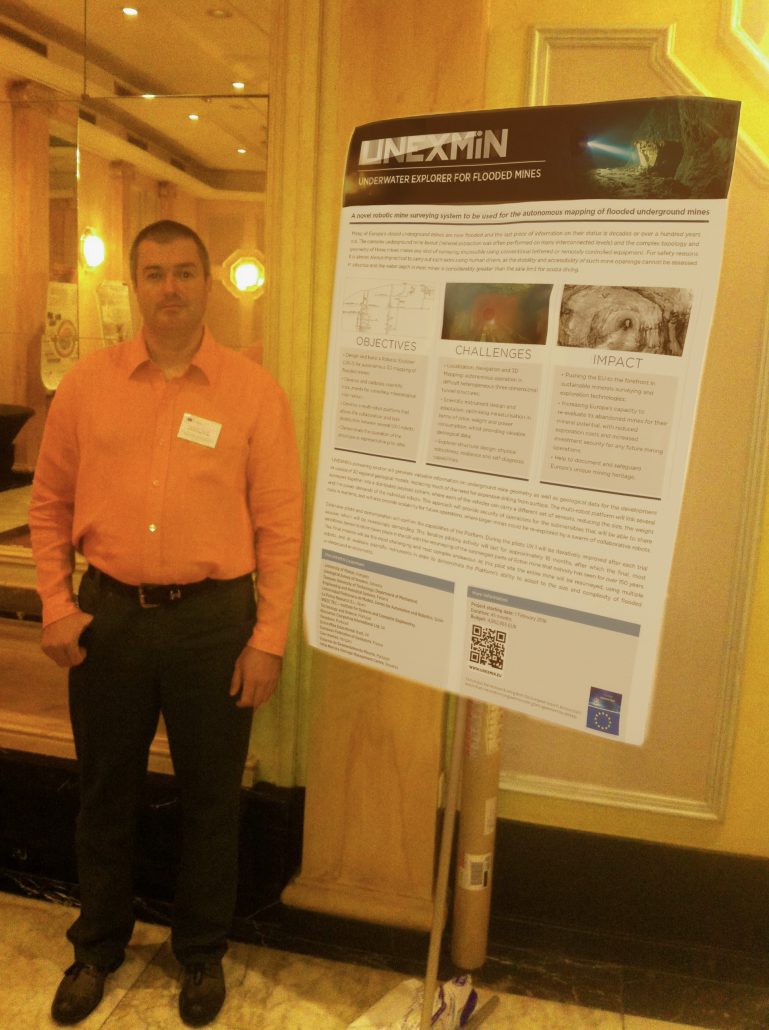 Norbert Zajzon, UNEXMIN project coordinator, presenting the poster in Brussels