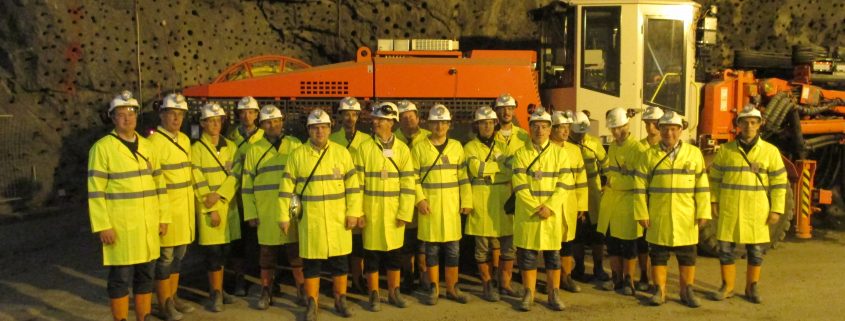 UNEXMIN members visiting Sandvik Mining and Construction test mine