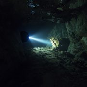 Fictional depiction of the multi-robotic platform UX-1 in work in a flooded mine